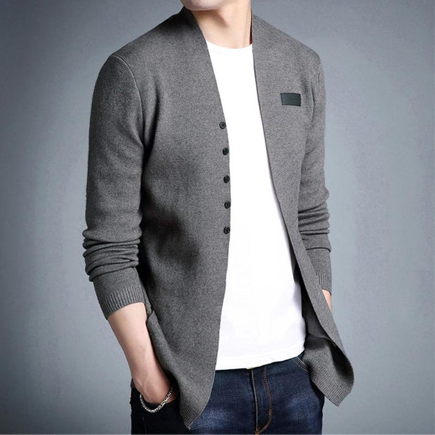 West Louis™ Middle-Long Length Solid Cardigan  - West Louis