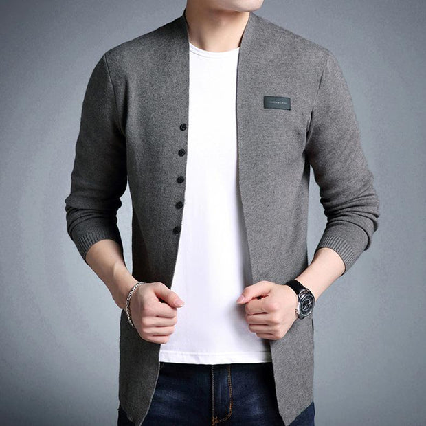 West Louis™ Middle-Long Length Solid Cardigan  - West Louis