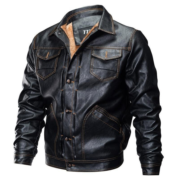 Angelo Ricci™ PU Leather Tactical Army Bomber Jacket