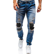 Angelo Ricci™ Hip Hop Washed Men Skinny Hole Jean