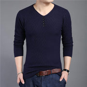 Angelo Ricci™ Solid V Neck Slim Fit Pullover