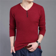 Angelo Ricci™ Solid V Neck Slim Fit Pullover