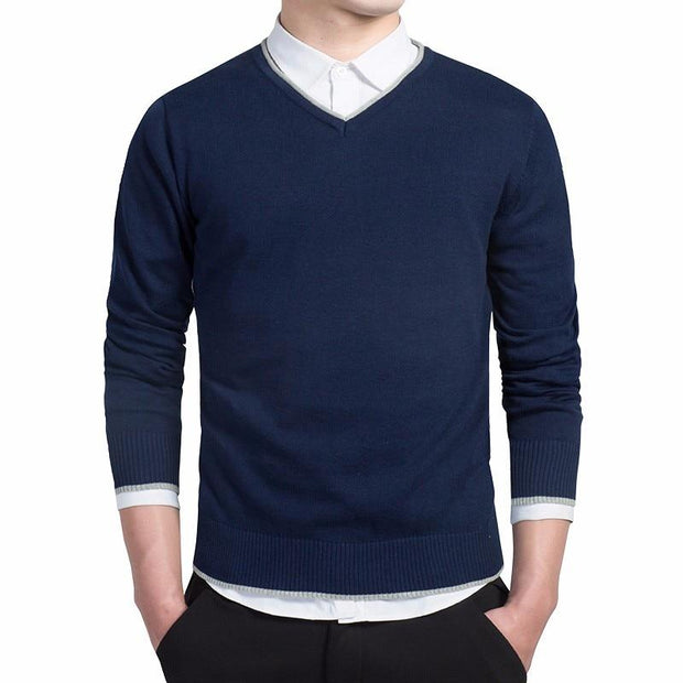 Angelo Ricci™ Knitted Warm V-Neck Pullover