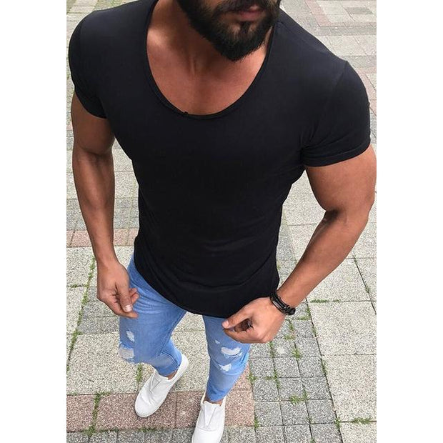 Angelo Ricci™ Low Neck Skinny Fitness T-Shirt