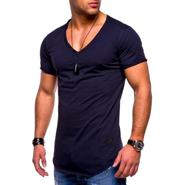 Angelo Ricci™ Deep V-Neck Brand T-Shirt