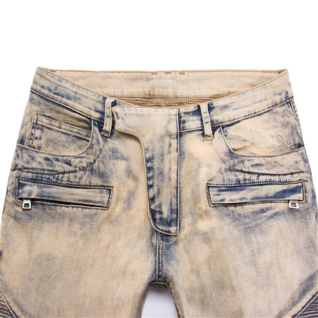 West Louis™ Pleated Motor Jeans Shorts  - West Louis