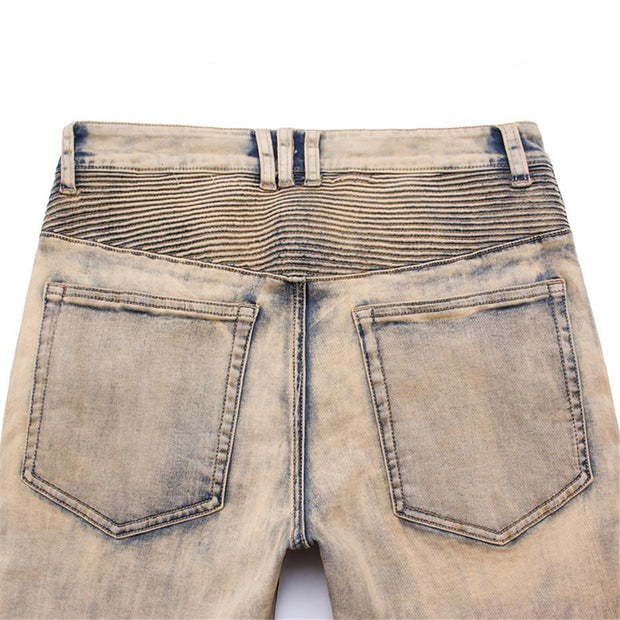 West Louis™ Pleated Motor Jeans Shorts  - West Louis