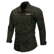 Angelo Ricci™ Cotton Military Long Sleeve Shirt