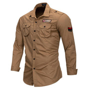 Angelo Ricci™ Cotton Military Long Sleeve Shirt