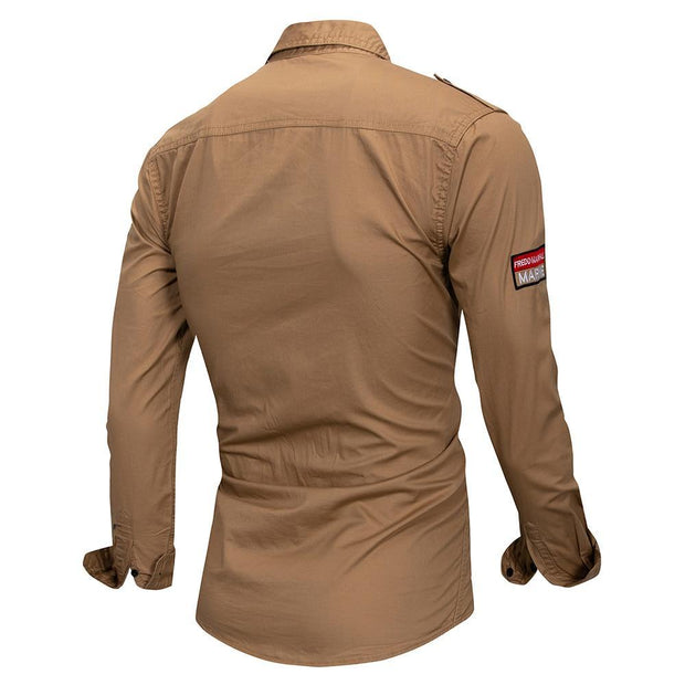Angelo Ricci™ Cotton Military Long Sleeve Shirt
