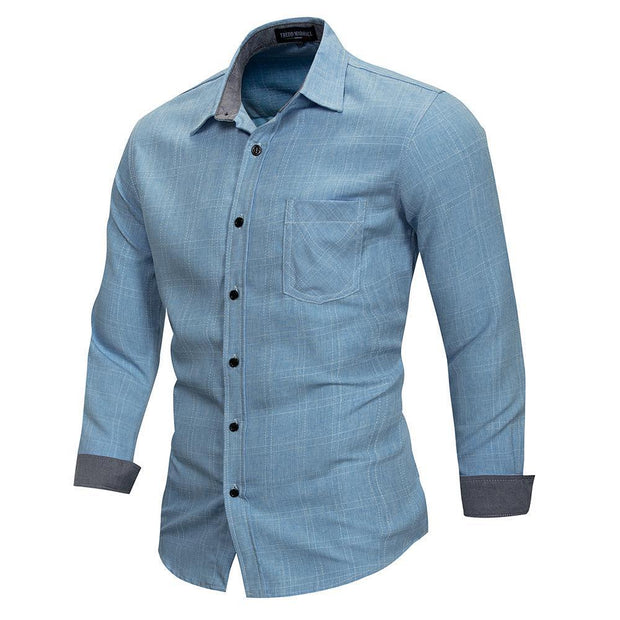 West Louis™ 100% Cotton Plain Plaid Shirt  - West Louis