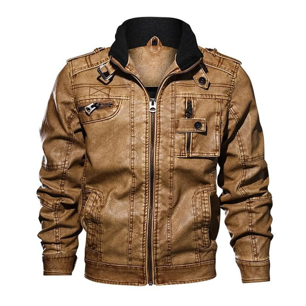 Angelo Ricci™ Branded Military Leather Jacket