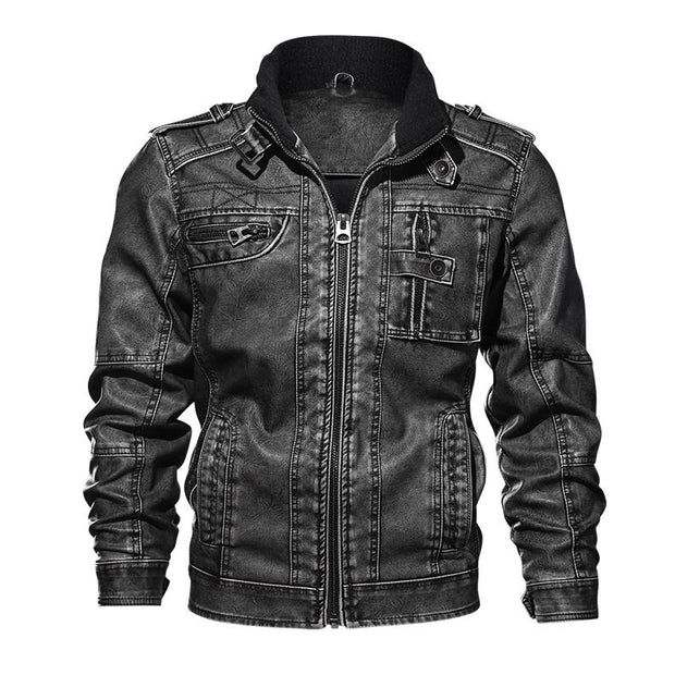 Angelo Ricci™ Branded Military Leather Jacket