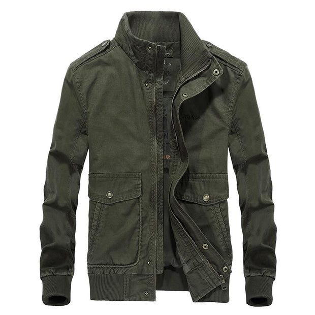 Angelo Ricci™ Multi-Pockets Stand Collar Military Jacket