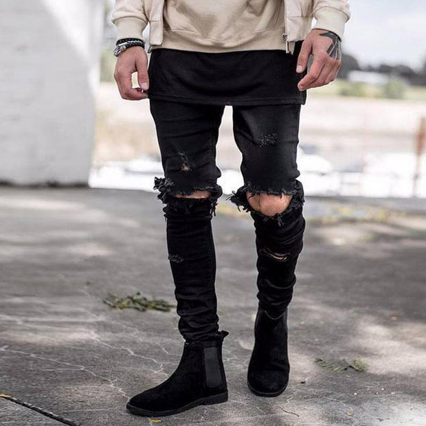 Angelo Ricci™ Distressed Denim Streetwear Jeans