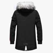 Angelo Ricci™ Fur Collar Hooded Black Color Long Parka