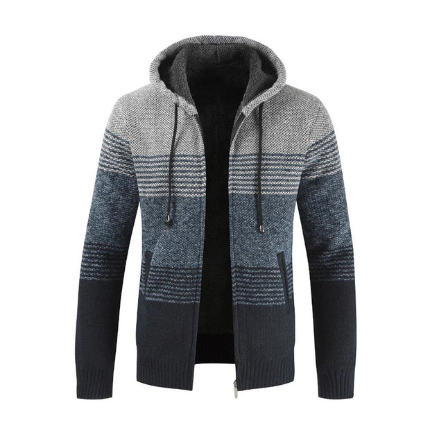 Angelo Ricci™ Striped Knitting Zipper Hoodie