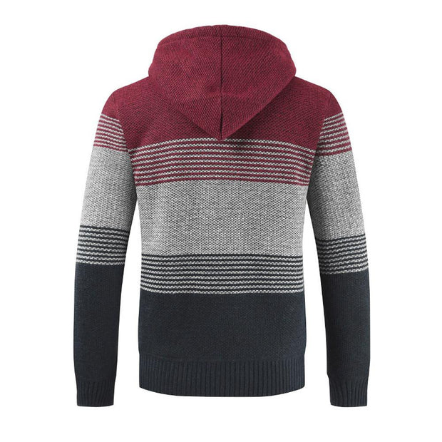 Angelo Ricci™ Striped Knitting Zipper Hoodie