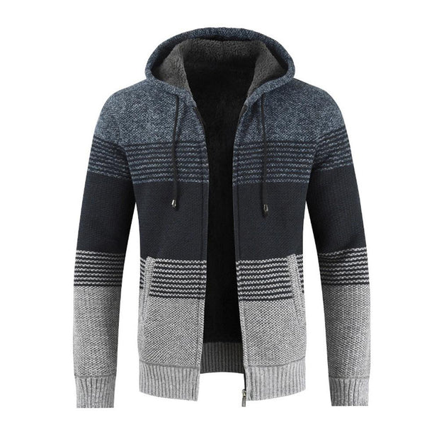 Angelo Ricci™ Striped Knitting Zipper Hoodie