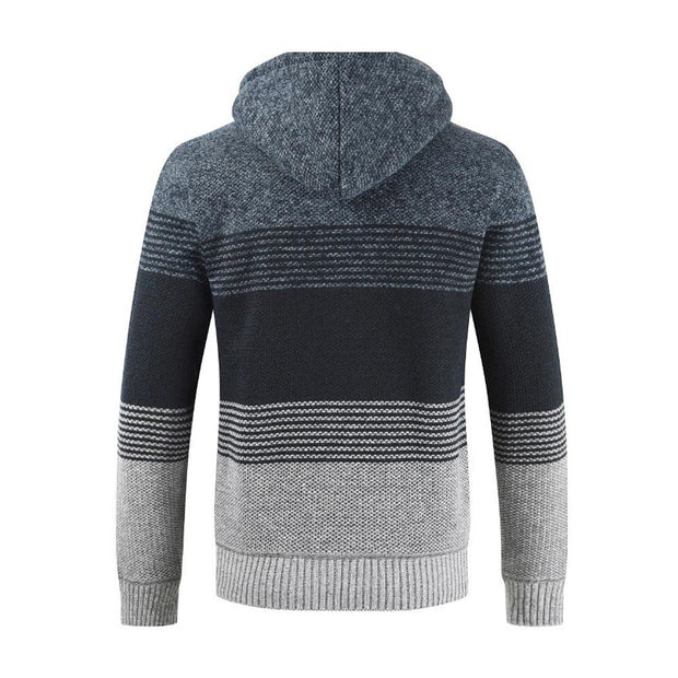 Angelo Ricci™ Striped Knitting Zipper Hoodie