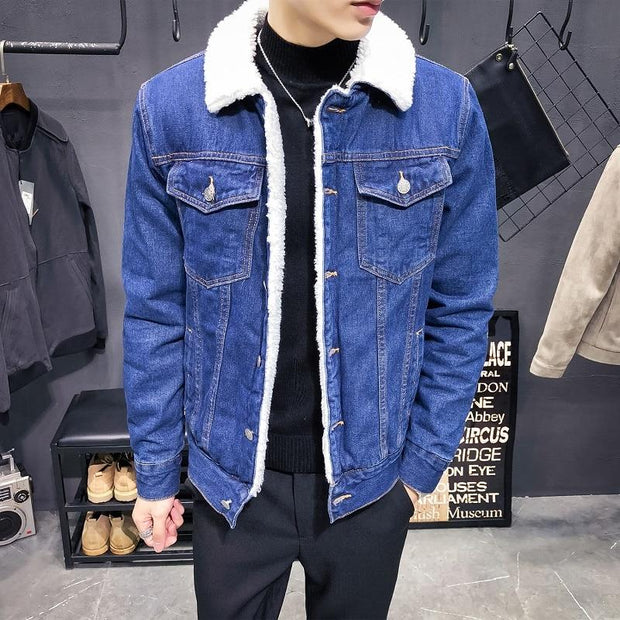 Angelo Ricci™ Trendy Warm Fleece Denim Jacket