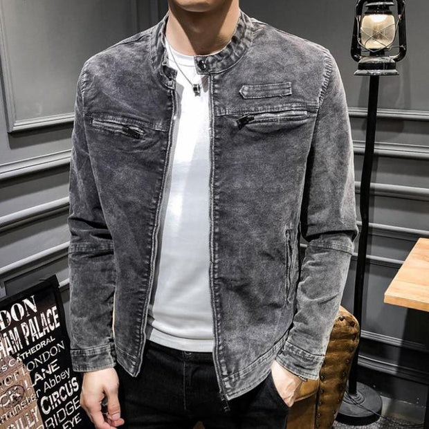 Angelo Ricci™ Solid Retro Style Denim Jacket