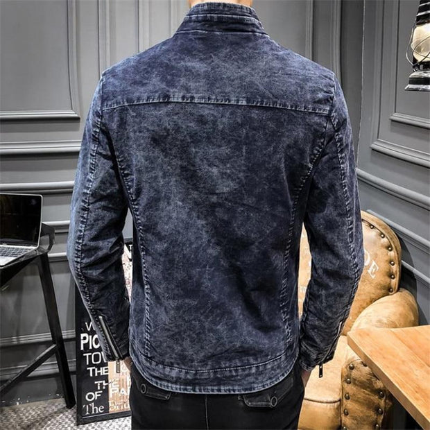 Angelo Ricci™ Solid Retro Style Denim Jacket