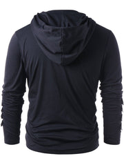 Angelo Ricci™ Faux Leather Sleeve Drawstring Hoodie