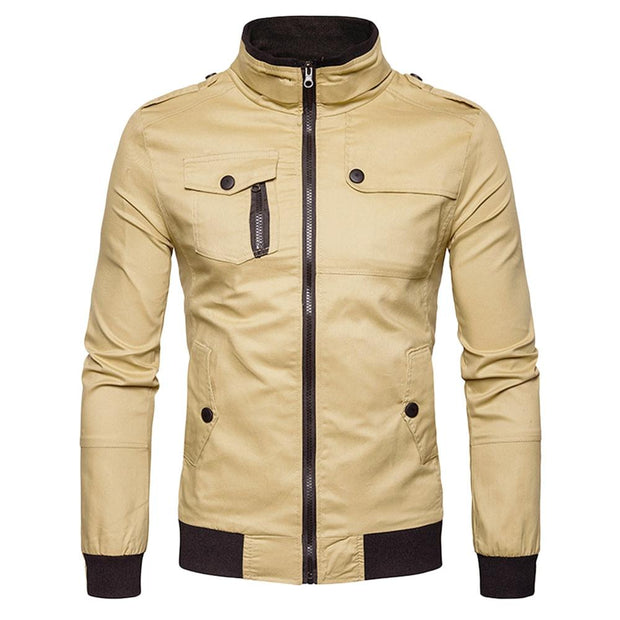 Angelo Ricci™ Epaulet Design Pockets Zip Up Jacket