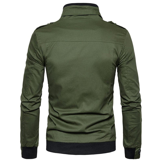 Angelo Ricci™ Epaulet Design Pockets Zip Up Jacket