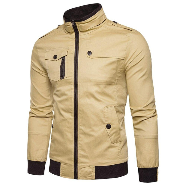 Angelo Ricci™ Epaulet Design Pockets Zip Up Jacket