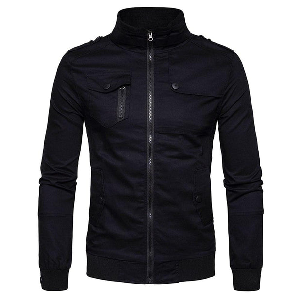 Angelo Ricci™ Epaulet Design Pockets Zip Up Jacket