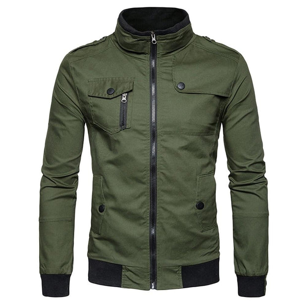 Angelo Ricci™ Epaulet Design Pockets Zip Up Jacket