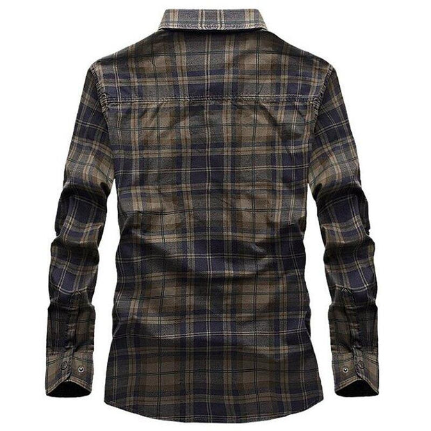 Angelo Ricci™ Masculin Long Sleeve Plaid Shirt