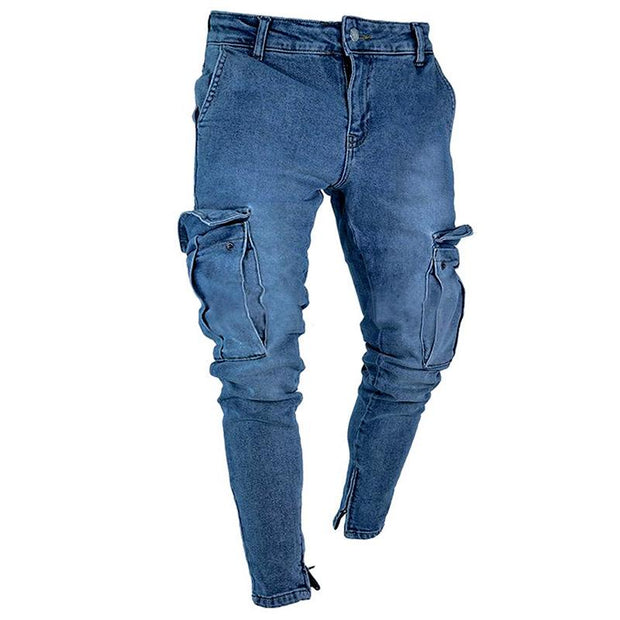 Angelo Ricci™ Trend Knee Hole Zipper Feet Jeans