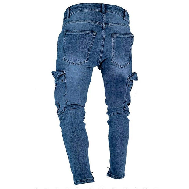 Angelo Ricci™ Trend Knee Hole Zipper Feet Jeans