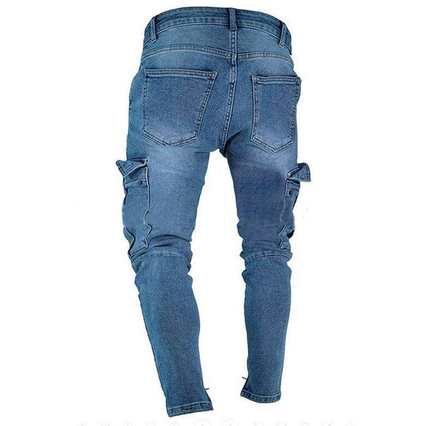 Angelo Ricci™ Trend Knee Hole Zipper Feet Jeans