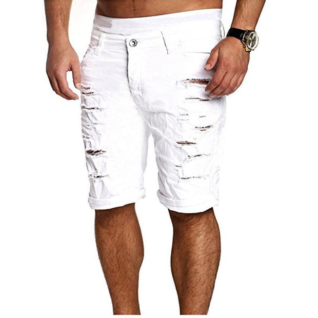 Angelo Ricci™ Hole Zipper Fly Mid Waist Shorts