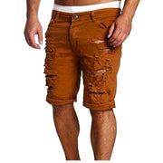 Angelo Ricci™ Hole Zipper Fly Mid Waist Shorts