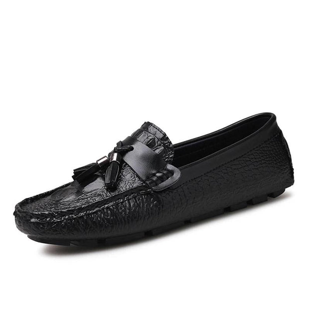 Angelo Ricci™ Leather Moccasins With Crocodile Style