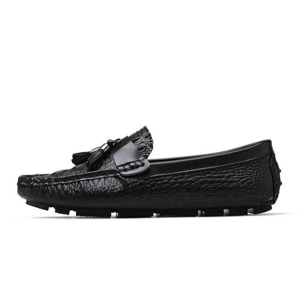 Angelo Ricci™ Leather Moccasins With Crocodile Style