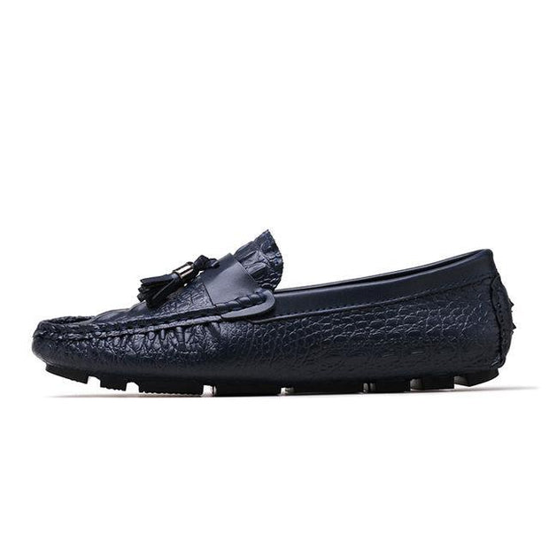 Angelo Ricci™ Leather Moccasins With Crocodile Style