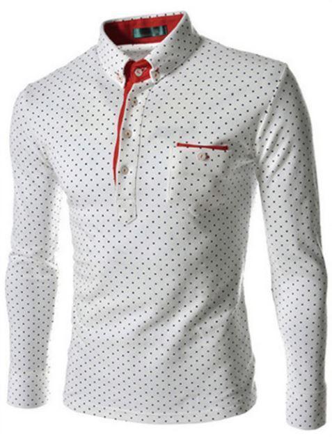 Angelo Ricci™ Polka Dot shirt collar Slim Fit Dress Shirt